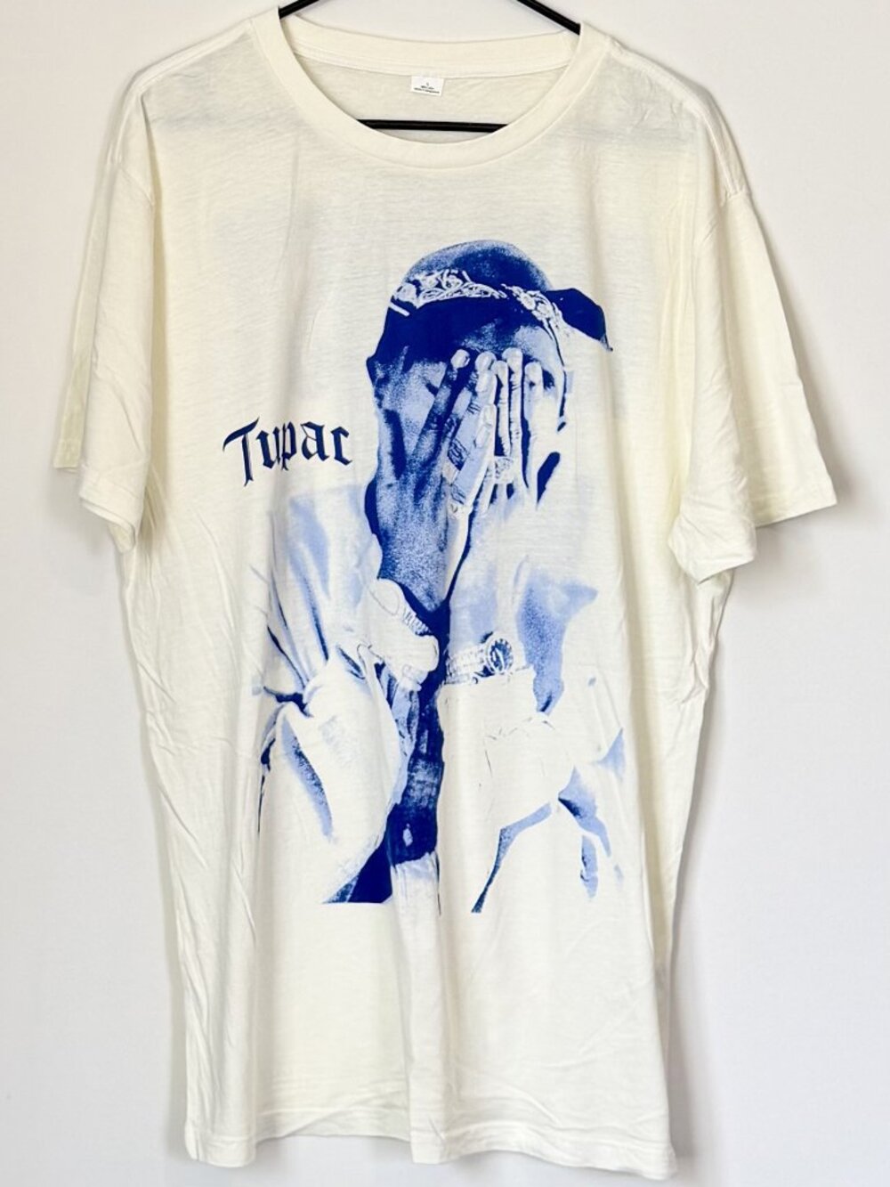NEW 2Pac Me Against The World White and Blue Graphic Tee - Size: Large